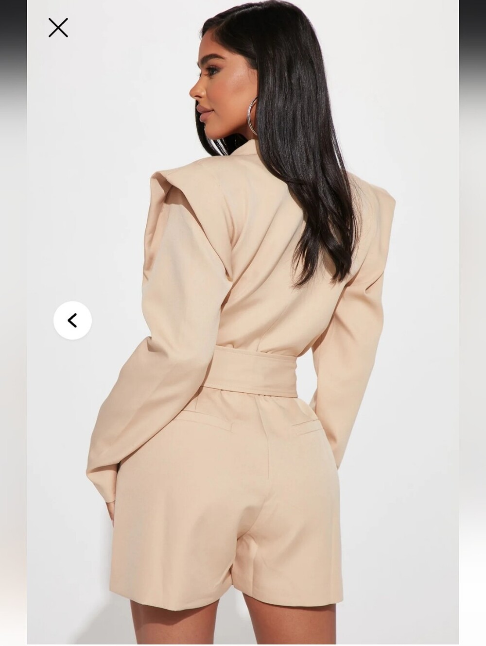 Fashion Nova Beige Plunge-Neck Jumpsuit with Tie Waist - Picture 3 of 5